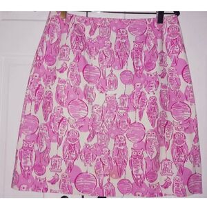 Lilly Pulitzer Night Owls Pink And White Skirt / Skort Sz 6 Owl Print